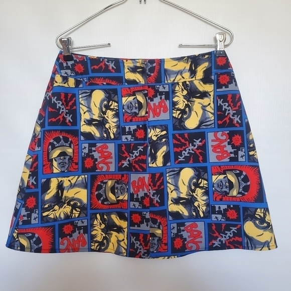 R.D.S. SPACE GIRL Z 90'S VINTAGE SUPER HERO COMIC GRAPHIC MINI SKIRT WOMEN S/M - Picture 2 of 8